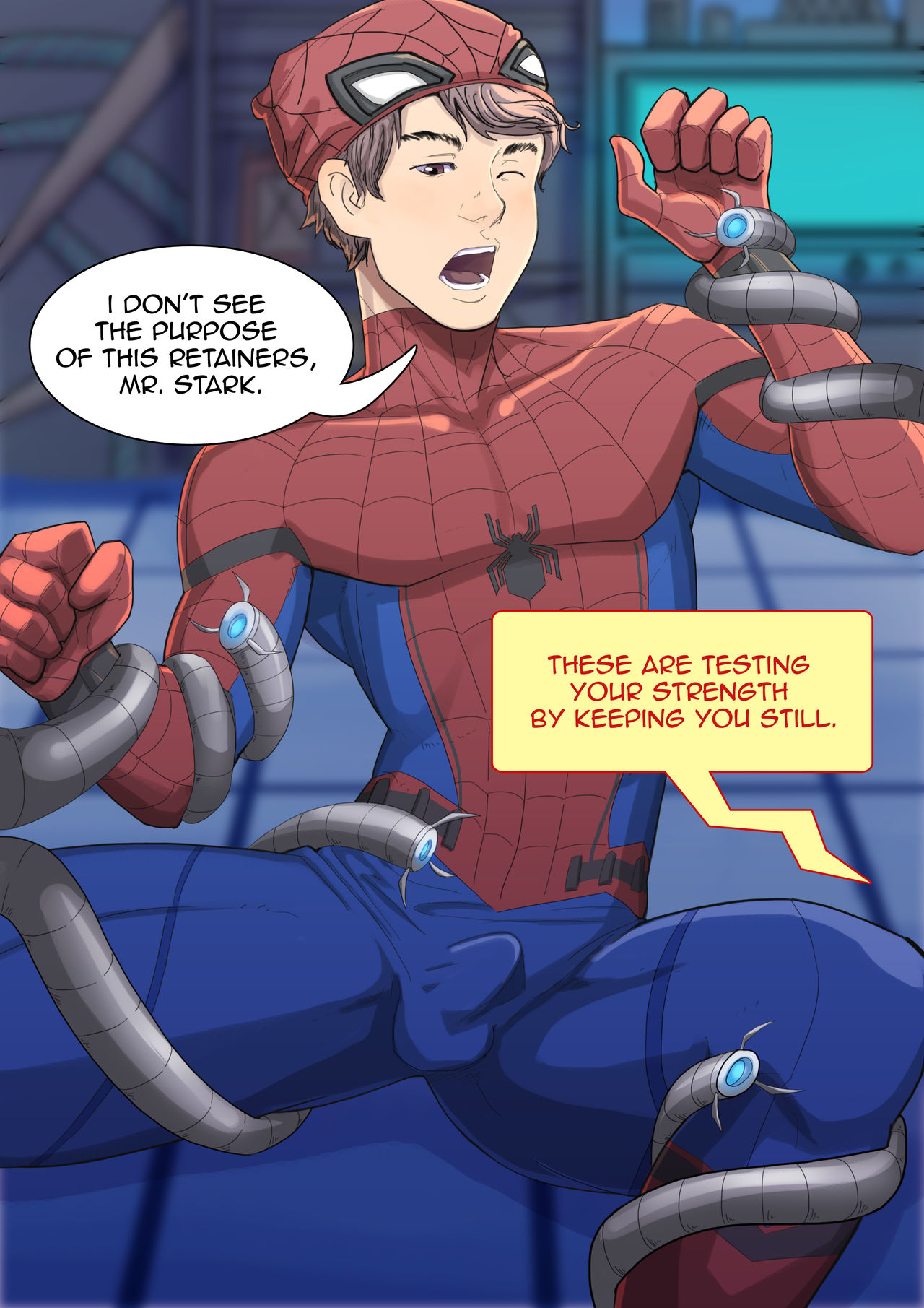 Spiderman  - Pleasing Mr. Stark page 4 full