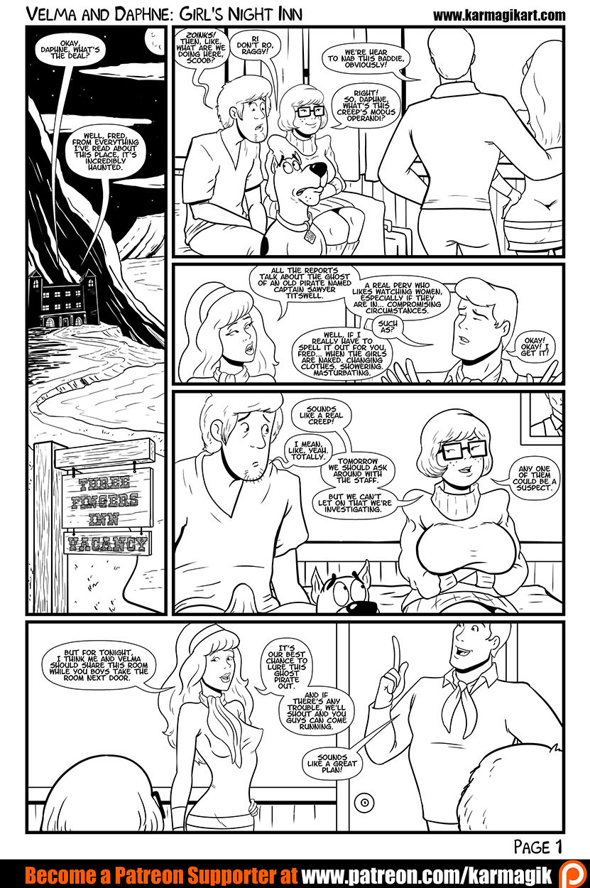 Velma and Daphne in: Girls' Night Inn - Ink page 2 full