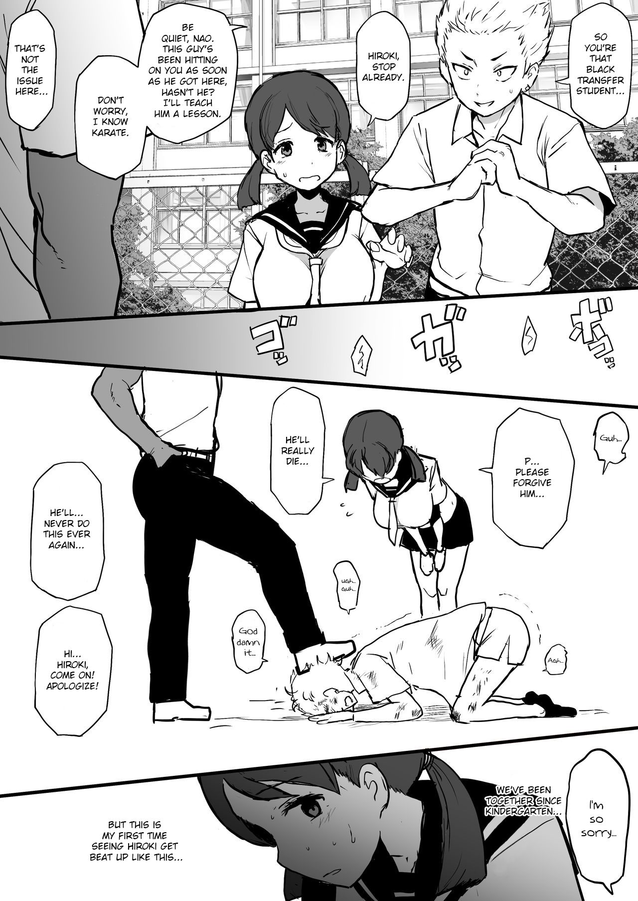 4P Manga Kokujin no Tenkousei ni Osananajimi o NTR ru page 1 full