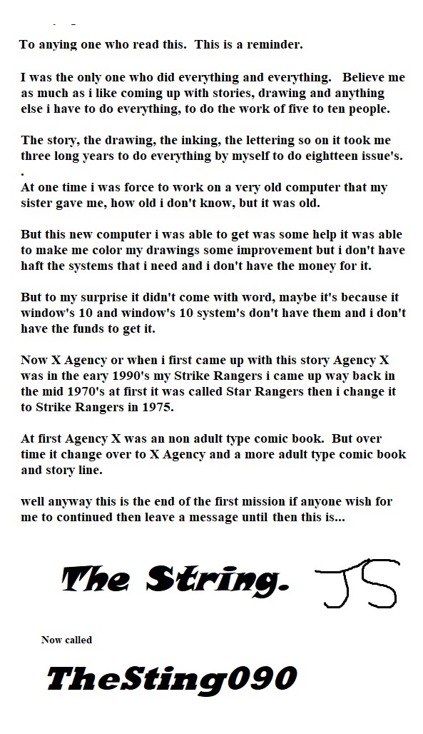 X Agency Book Three. Issue 19 to 23. End of Book Three To be Continued  in book four. page 1 full