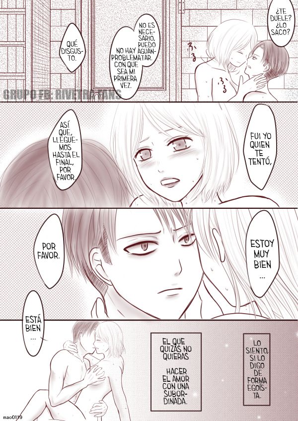 Rivetra Doujinshi Levi x Petra "UNA DECISIÓN SIN REMORDIMIENTOS" page 3 full